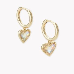 Ari Heart Gold Huggie Earrings in Dichroic Glass